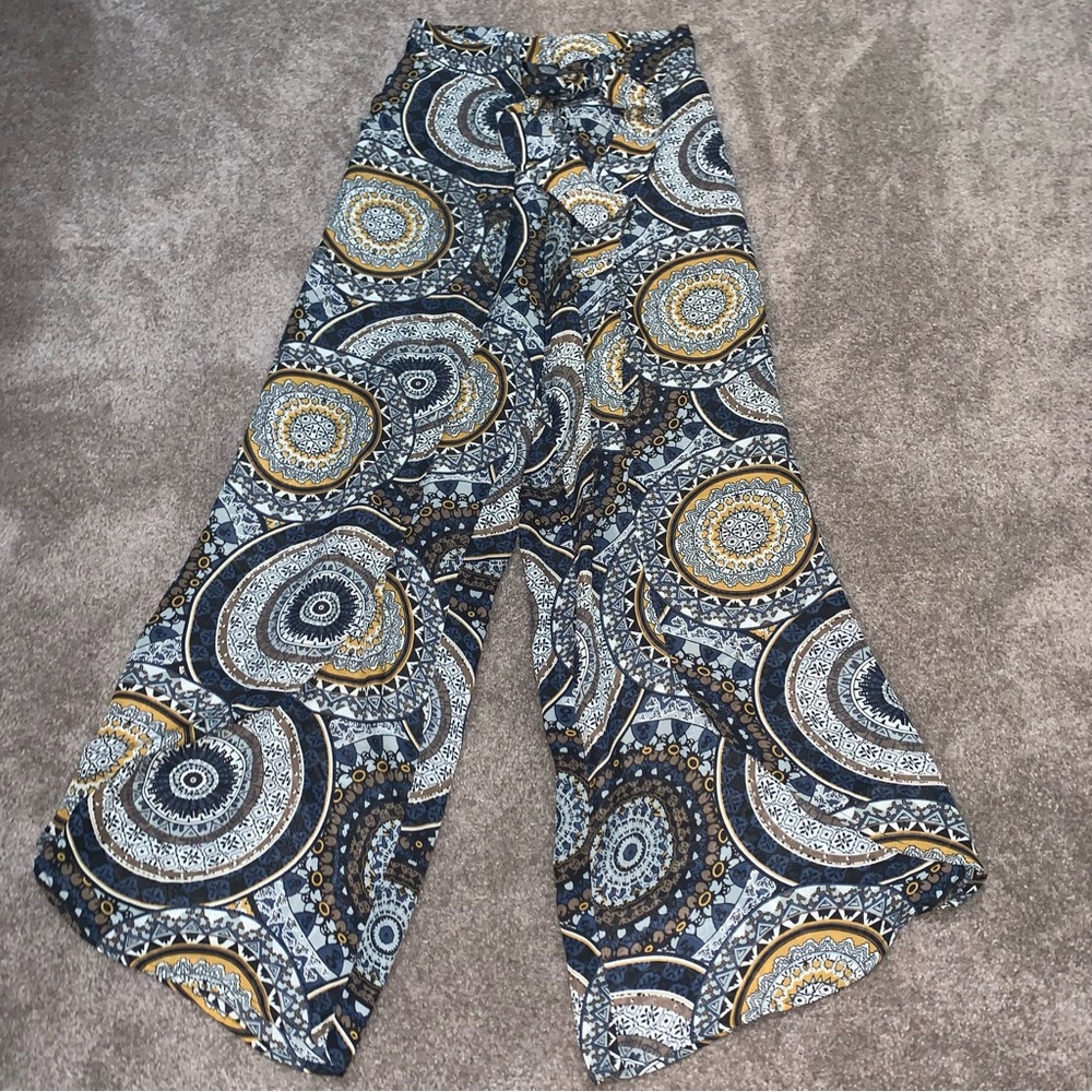 So unique! ANGL pant with attached overlay wrap skirt with tie SzSmall